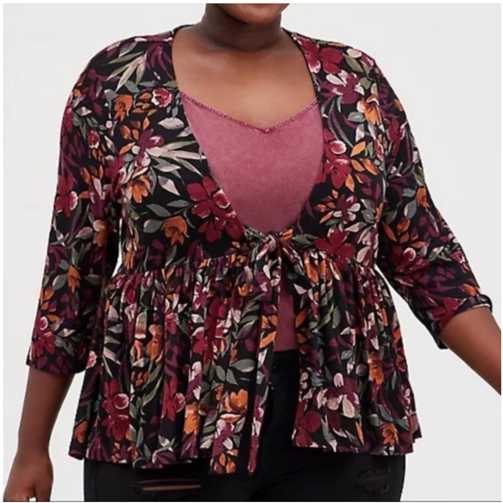 Torrid Tie-Front Peplum Cardigan